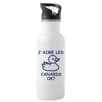 J'aime les canards - Gourde avec paille intégrée - blanc - Droite
