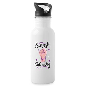 Feminist Smash Patriarchy - Trinkflasche mit integriertem Trinkhalm - Weiß - Rechts