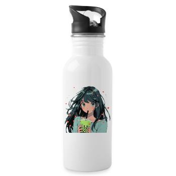Anime et Boba Bubble Tea - Gourde avec paille intégrée - blanc - Droite