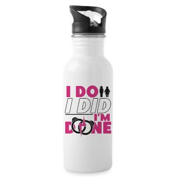 Happy Divorce Party I Do I Did I'm - Trinkflasche mit integriertem Trinkhalm - Weiß - Rechts