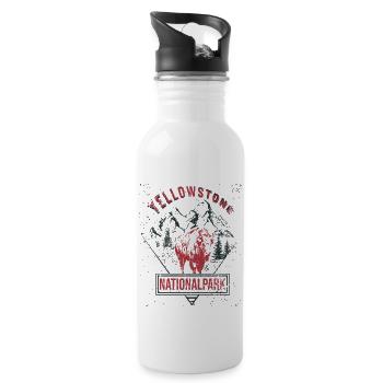 Yellowstone Nationalpark - Trinkflasche mit integriertem Trinkhalm - Weiß - Rechts