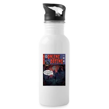 Retro Horror Comic - Online-Dating - Trinkflasche mit integriertem Trinkhalm - Weiß - Rechts