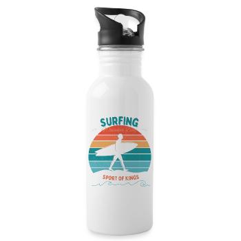 Surfing- Sport of Kings - Trinkflasche mit integriertem Trinkhalm - Weiß - Rechts