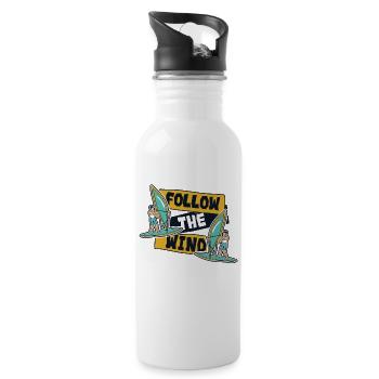Follow The Wind Water Sports Surfers Surfers - Water bottle with straw - white - Right