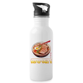 Anime Ramen Nudeln - Trinkflasche mit integriertem Trinkhalm - Weiß - Rechts
