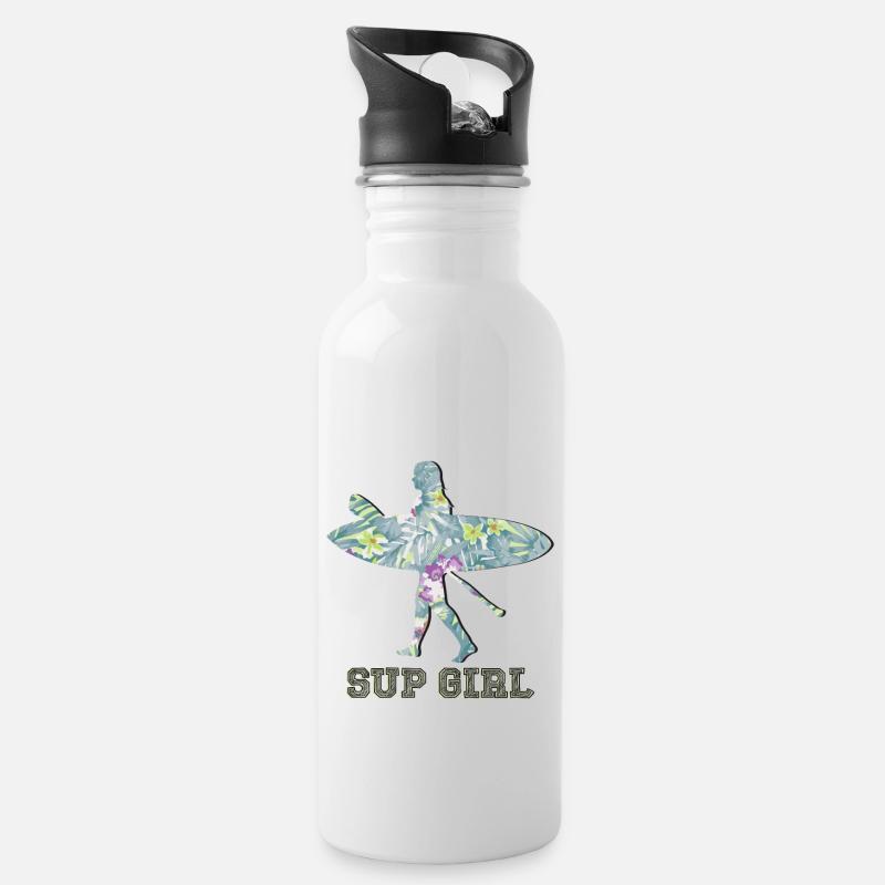 SUP - Trinkflasche mit integriertem Trinkhalm - Weiß
