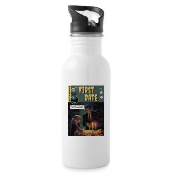 Retro Horror Comic - Das erste Date - Trinkflasche mit integriertem Trinkhalm - Weiß - Rechts
