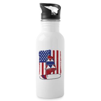 Windsurfing American Flag Wellenreiter Surfer - Trinkflasche mit integriertem Trinkhalm - Weiß - Rechts