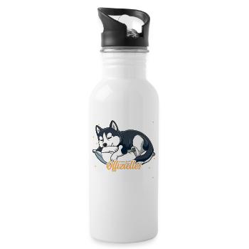 Offizielles Schlafshirt Sibirischer Husky - Trinkflasche mit integriertem Trinkhalm - Weiß - Rechts