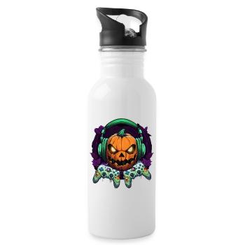 Halloween Gamer Kürbis Controller - Trinkflasche mit integriertem Trinkhalm - Weiß - Rechts