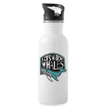 Regardons les baleines béluga bleu Cétacé Baleine - Gourde avec paille intégrée - blanc - Droite