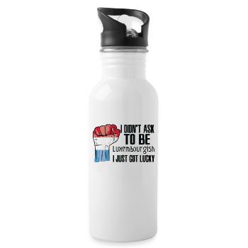 Luxembourgish Pride Luxembourg Flag Grown - Water bottle with straw - white - Right