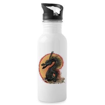 Japanischer Drache Kraft Stärke Weisheit - Trinkflasche mit integriertem Trinkhalm - Weiß - Rechts