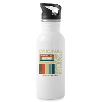 Vintage Geschenk 5-6 J. 2018 - Trinkflasche mit integriertem Trinkhalm - Weiß - Rechts