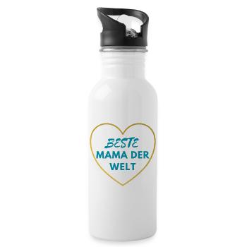 Beste Mama der Welt 1 - Trinkflasche mit integriertem Trinkhalm - Weiß - Rechts