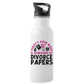 Happy Divorce Party Today's Good - Trinkflasche mit integriertem Trinkhalm - Weiß - Rechts
