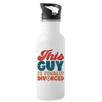 Happy Divorce Party This Guy Is - Trinkflasche mit integriertem Trinkhalm - Weiß - Rechts