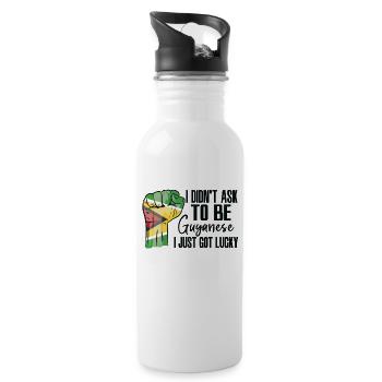 Guyanese Pride Guyana Flag Grown Guyanese Roots - Water bottle with straw - white - Right