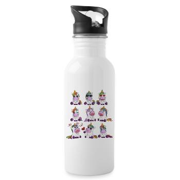 Einhorn Emotion verliebt lachen spaßig traurig - Trinkflasche mit integriertem Trinkhalm - Weiß - Rechts