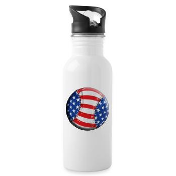 Kids Baseball USA Flag Design Professional Baseball - Water bottle with straw - white - Right