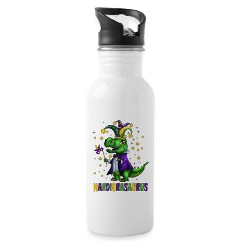 Kinder Fasching Umzug Dinosaurier Mardigrasaurus - Trinkflasche mit integriertem Trinkhalm - Weiß - Rechts