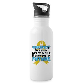 CureFest 2023 CureFest für Kinderkrebspatienten - Trinkflasche mit integriertem Trinkhalm - Weiß - Rechts