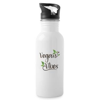 Vegan Vibes Vegan Vegans Plant-Based Vegetarian - Water bottle with straw - white - Right