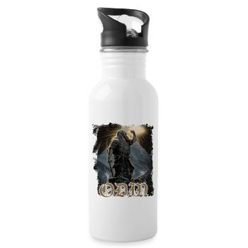 Mächtiger Odin Wikinger Nordische Mythologie - Trinkflasche mit integriertem Trinkhalm - Weiß - Rechts