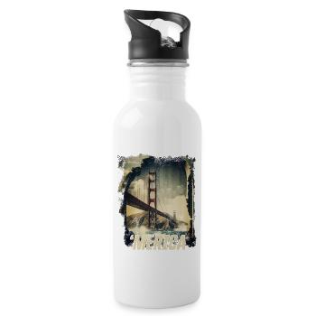 Pont vintage du Golden Gate Bridge Merica États-Unis Road Trip - Gourde avec paille intégrée - blanc - Droite