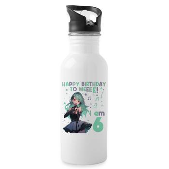Anime Mandga K-Pop KPop Girl 6th Birthday - Water bottle with straw - white - Right