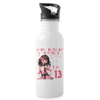 Anime Mandga K-Pop KPop Girl 13th Birthday - Water bottle with straw - white - Right