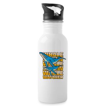 Whale Watcher Blue Beluga Cetacea Cachalot Whale - Water bottle with straw - white - Right