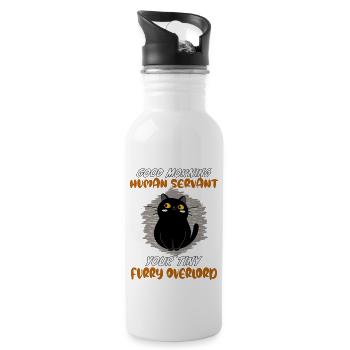 Bonjour, drôle de chat serviteur humain - Gourde avec paille intégrée - blanc - Droite