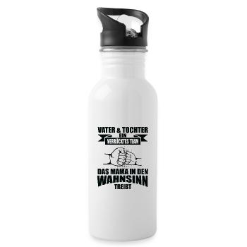 Vater Papa Familie Vatertag Sprüche - Trinkflasche mit integriertem Trinkhalm - Weiß - Rechts
