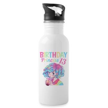 Anime Mandga Boba Bubble Tea 13. Geburtstag - Trinkflasche mit integriertem Trinkhalm - Weiß - Rechts