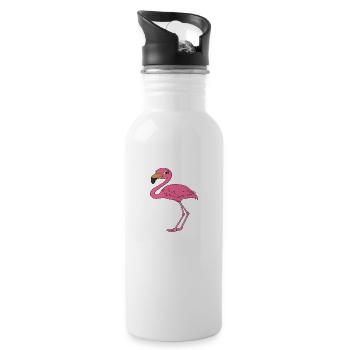 Drôle de flamant rose - Gourde avec paille intégrée - blanc - Droite