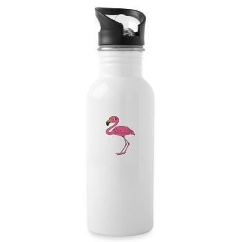 Drôle de flamant rose - Gourde avec paille intégrée - blanc - Droite