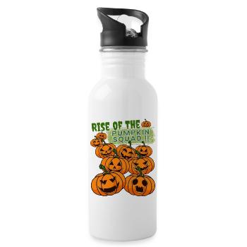 "Pumpkin Squad", Kürbis Erwachen Halloween - Trinkflasche mit integriertem Trinkhalm - Weiß - Rechts