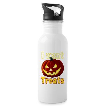 "I Want Treats", candy hunt for Halloween - Water bottle with straw - white - Right