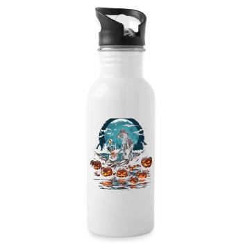 Creepy angler creepy Halloween fisherman - Water bottle with straw - white - Right