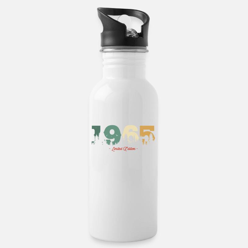 Vintage Natur Geburtstagsgeschenk 1965 - Trinkflasche mit integriertem Trinkhalm - Weiß