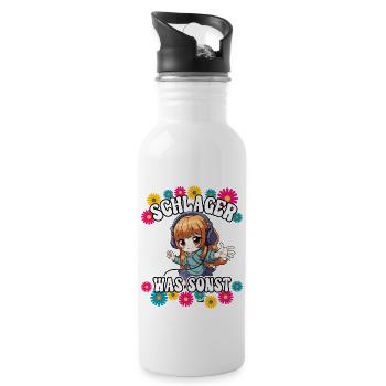 Schlager - Trinkflasche mit integriertem Trinkhalm - Weiß - Rechts