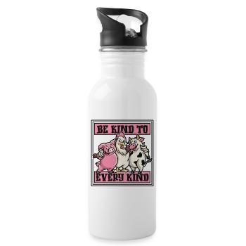 Sei nett zu jeder Art von veganen Veganern auf pflanzlicher Basis - Trinkflasche mit integriertem Trinkhalm - Weiß - Rechts
