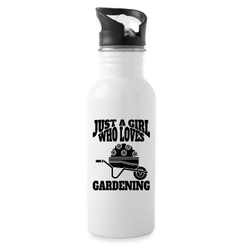 Garden, gardening, gardening, hobby gardener, gardener - Water bottle with straw - white - Right