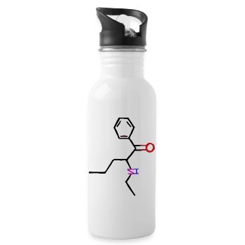 Femme heureuse avec tatouage et cadeau. - Gourde avec paille intégrée - blanc - Droite