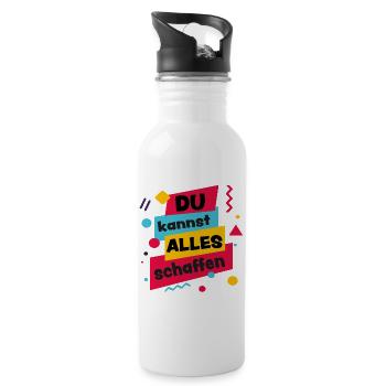 Du kannst alles schaffen - Motivation - Trinkflasche mit integriertem Trinkhalm - Weiß - Rechts