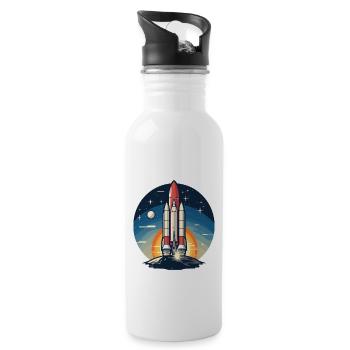 Vintage Raketen Weltraum Logo Space Rocket - Trinkflasche mit integriertem Trinkhalm - Weiß - Rechts