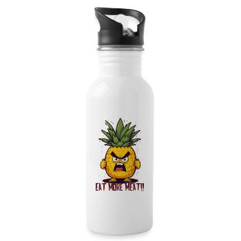 Angry Pineapple: Eat More Meat - Water bottle with straw - white - Right