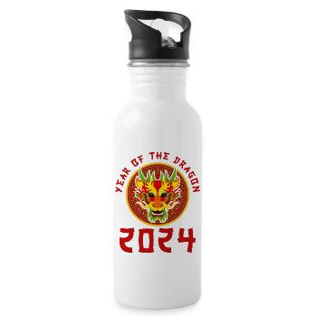 Chinese New Year Dragon China Asian I Gift - Water bottle with straw - white - Right