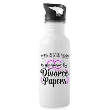 Happy Divorce Party Today's Good - Trinkflasche mit integriertem Trinkhalm - Weiß - Rechts